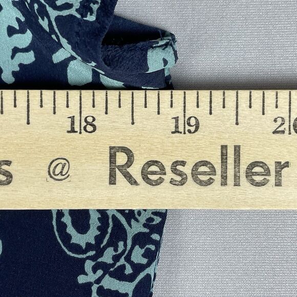 Lucky Brand Chiffon Short Sleeve Blouse Women's Small Blue Elephant Pattern Boho - Picture 9 of 13